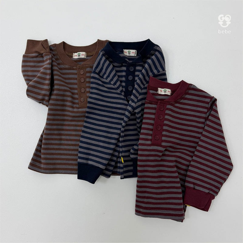 go;u - Korean Baby Fashion - #onlinebabyshop - Bebe Open Stripe Tee