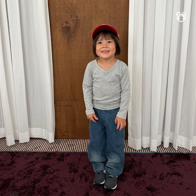 go;u - Korean Children Fashion - #kidzfashiontrend - Fine Grain Denim Pants - 3