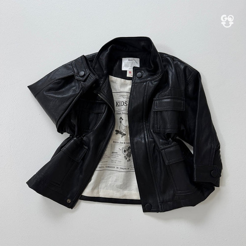 go;u - Korean Children Fashion - #littlefashionista - Dundun Vegan Leather Jacket
