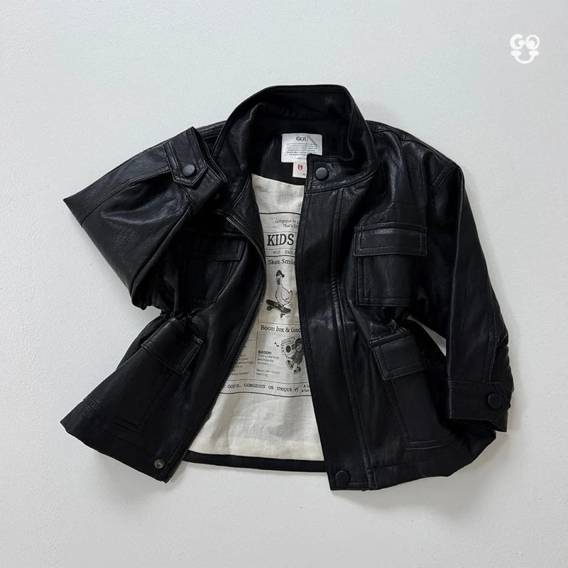 go;u - Korean Children Fashion - #magicofchildhood - Cozy Leather Jacket