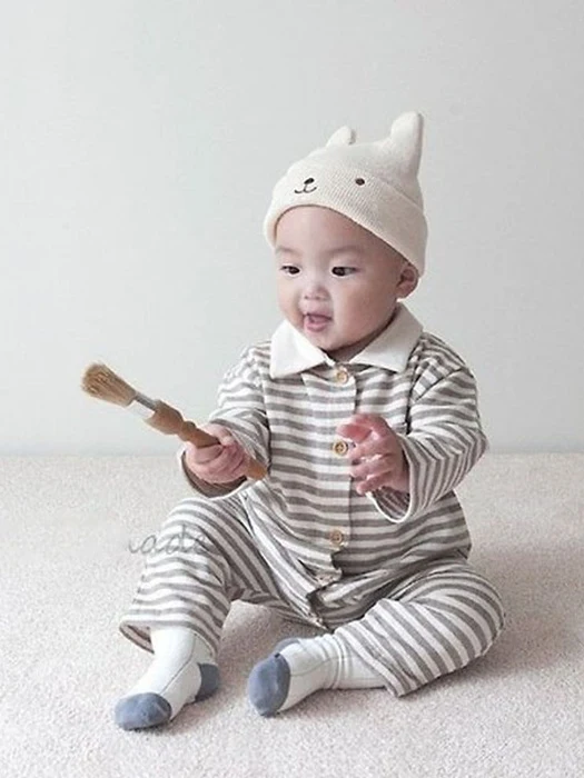 Striped Collar Shirt Romper Striped Collar Shirt Romper by Lemonade for Baby - catalog view