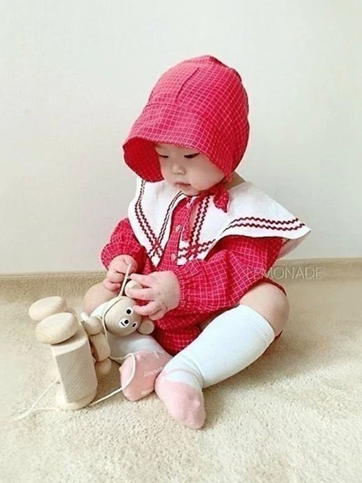 Butterfly Check (Romper-Bonnet Set) Butterfly Check (Romper-Bonnet Set) by Lemonade for Baby - catalog view