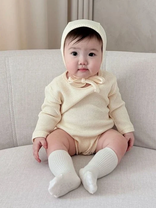 Butter Waffle Bonnet Romper (Bonnet Set) Butter Waffle Bonnet Romper (Bonnet Set) by BBABBA for Baby - catalog view
