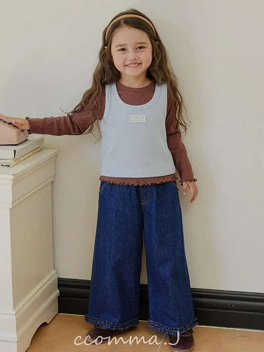 Picket Frill Wide Denim Pants (3XL) Picket Frill Wide Denim Pants (3XL) by Ccommaj for Junior - catalog view