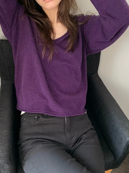 Deep V-neck Knit Pullover Deep V-neck Knit Pullover by Pomelo for Women - catalog view