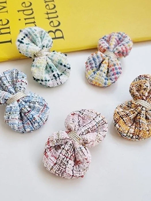 Special Offer) Noble Tweed Ribbon Hair Clip Set Special Offer) Noble Tweed Ribbon Hair Clip Set by Choco Maru for Child - catalog view