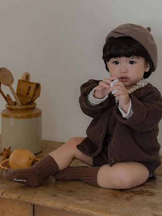 Bebe) Bruno Knit Set (Cardigan-Overalls) Bebe) Bruno Knit Set (Cardigan-Overalls) by Oren for Baby - catalog view