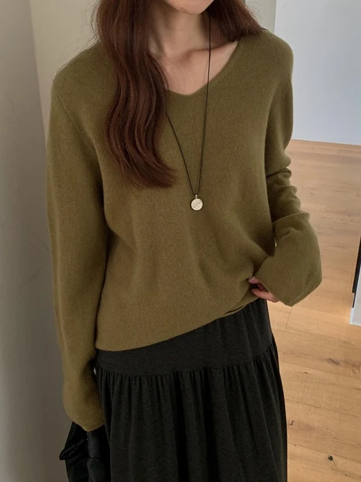 Cashmere V-neck Knit Pullover by Pomelo for Women - catalog view