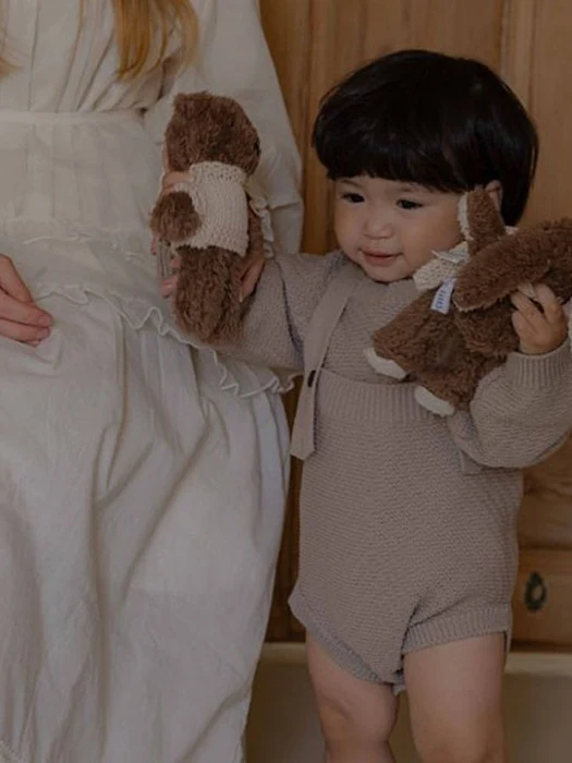 Bebe) Roen Knit Set (Round Sweater-Overalls) Bebe) Roen Knit Set (Round Sweater-Overalls) by Oren for Baby - catalog view
