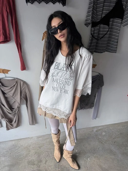 Mood Lace Tee Mood Lace Tee by Rare Closet for Women - catalog view