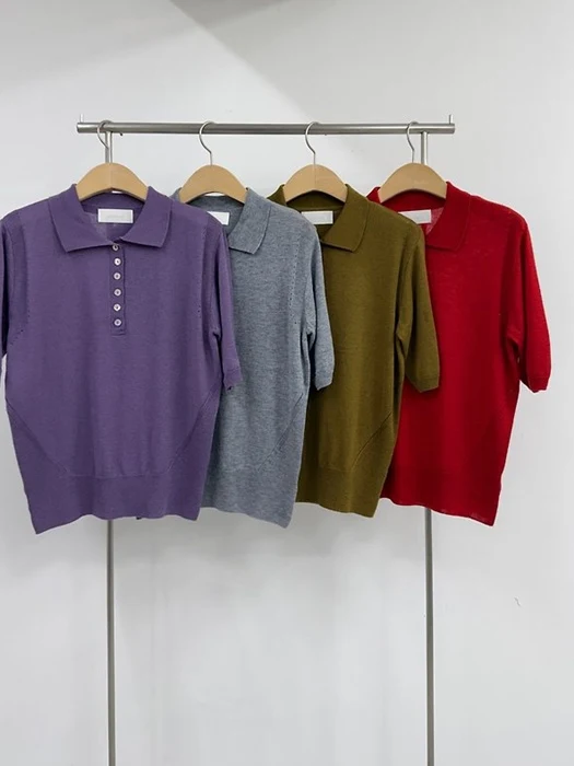 Silk Button Short Sleeved Top Silk Button Short Sleeved Top by Yikho for Women - catalog view
