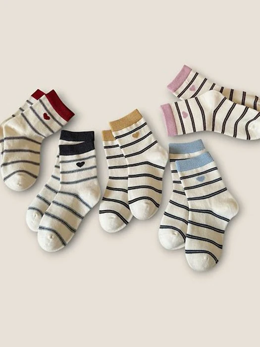 Heart Striped 5-Pack Socks Set Heart Striped 5-Pack Socks Set by Dudie for Child - catalog view
