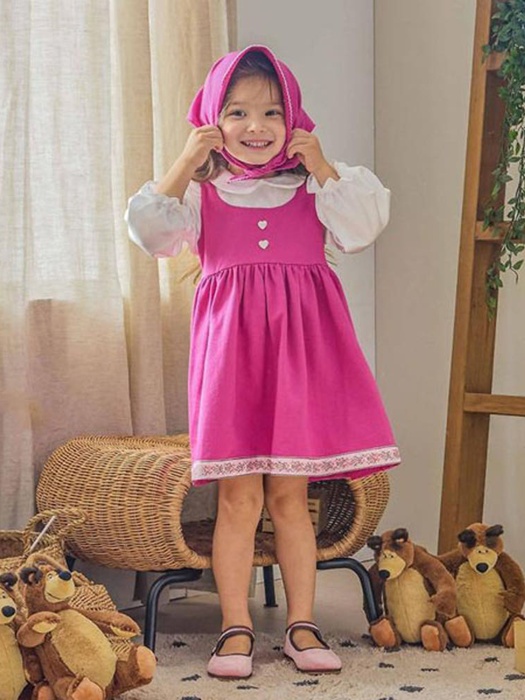 Pink Marsha Dress (Dress + Bandana SET) Pink Marsha Dress (Dress + Bandana SET) by Mini Recipe for Child - catalog view