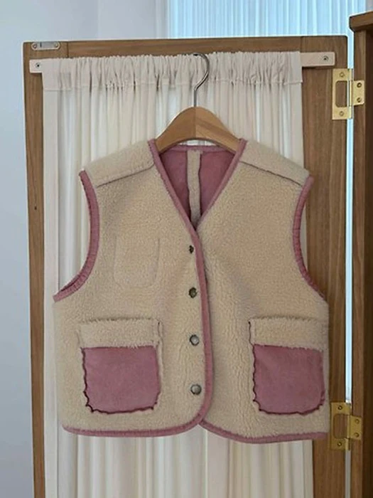 Teddy Reversible Shearling Vest-Pink Teddy Reversible Shearling Vest-Pink by La Camel for Child - catalog view