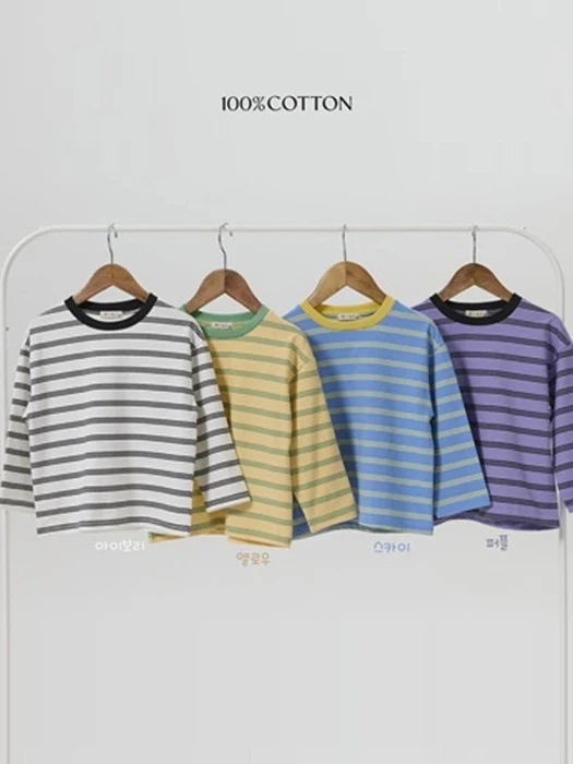 Henley Striped Border Tee Henley Striped Border Tee by 100 Cotton for Child - catalog view