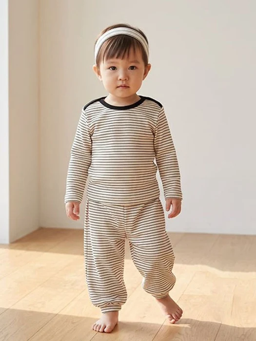 Striped Line Stretch Loungewear Set Striped Line Stretch Loungewear Set by Zizibe for Baby - catalog view