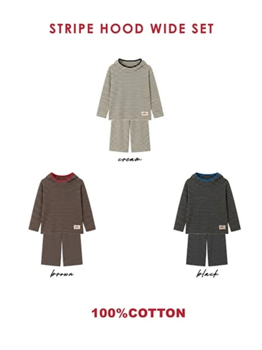 Striped Hooded Wide Top & Bottom Set Striped Hooded Wide Top & Bottom Set by 100 Cotton for Child - catalog view