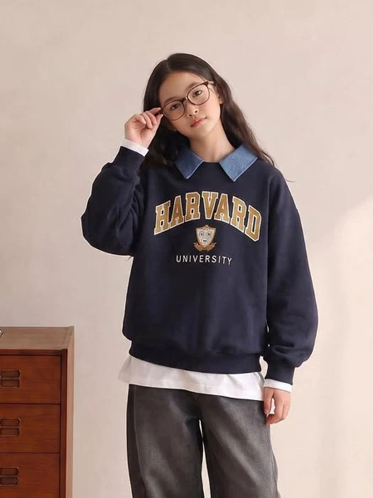 Denim Collar Sweatshirt Denim Collar Sweatshirt by Able# for Child - catalog view