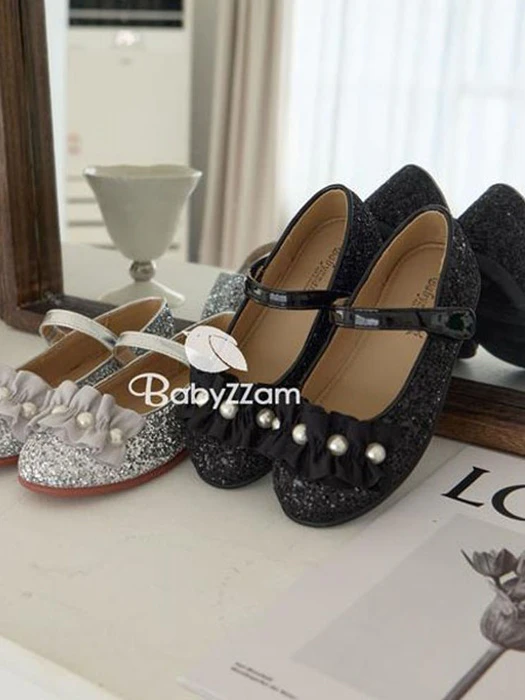 Shirring Pearl Glitter Flats by Babyzzam for Child - catalog view