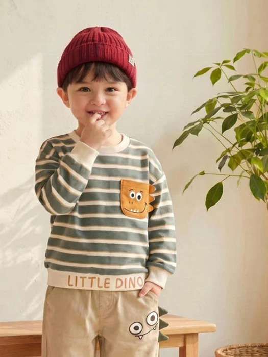 Little Dino Striped Tee Little Dino Striped Tee by Orange Mom for Child - catalog view