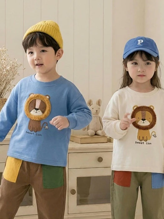Lion All-over Print Fringe Tee by Orange Mom for Child - catalog view