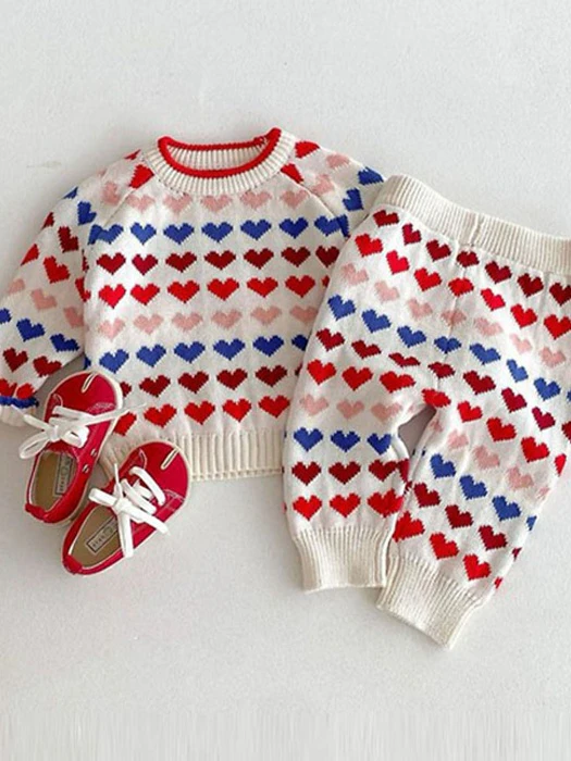 Colorful Heart Knit Top & Bottom Set Colorful Heart Knit Top & Bottom Set by Ante J for Baby - catalog view