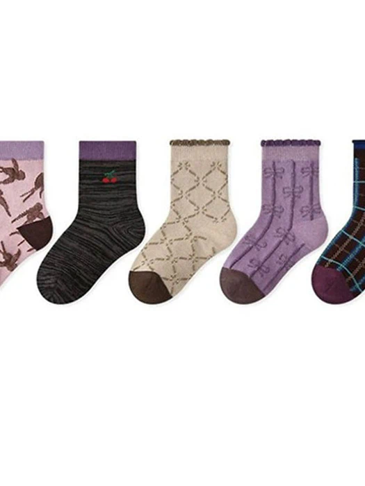 Purple Ribbon Cherry Socks Set Purple Ribbon Cherry Socks Set by Ante J for Child - catalog view