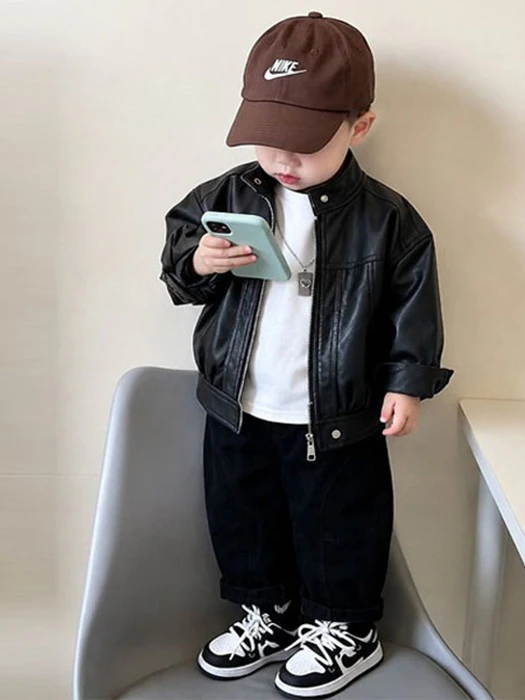 Normal Leather Jacket, Tee & Pants 3-Piece Top & Bottom Set Normal Leather Jacket, Tee & Pants 3-Piece Top & Bottom Set by Ante J for Child - catalog view