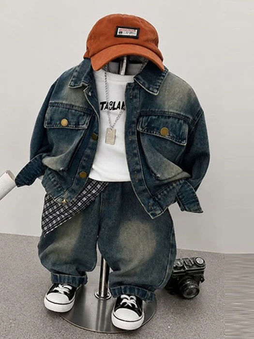 Pocket Denim Jacket 3-Piece Top & Bottom Set Pocket Denim Jacket 3-Piece Top & Bottom Set by Ante J for Child - catalog view
