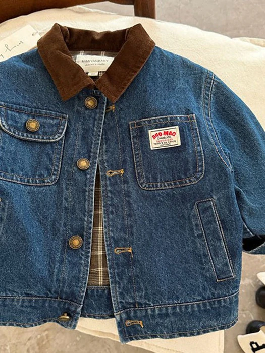 Bro Collar Check Denim Jacket Bro Collar Check Denim Jacket by Ante J for Child - catalog view
