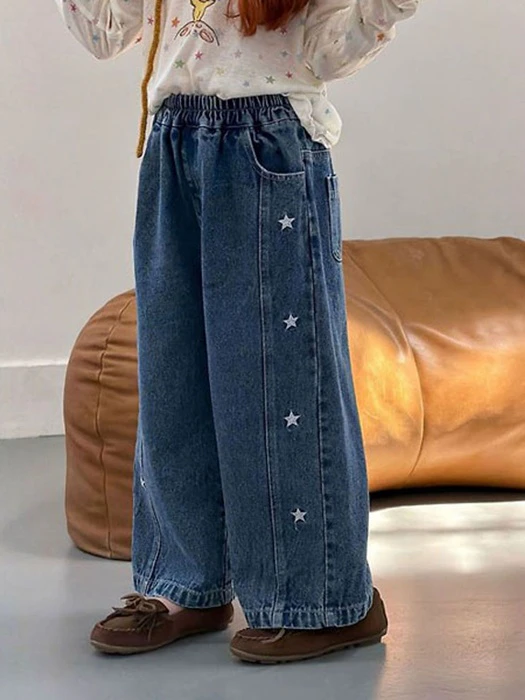 Star Embroidery Loose Denim Pants Star Embroidery Loose Denim Pants by Ante J for Child - catalog view