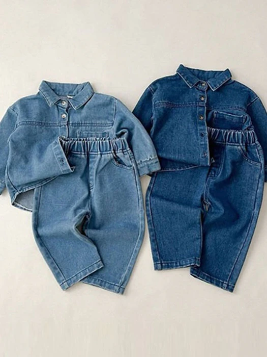 Denim Shirt & Denim Pants Top & Bottom Set Denim Shirt & Denim Pants Top & Bottom Set by Ante J for Child - catalog view