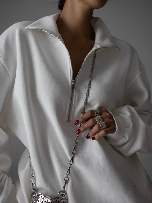 Classic High Neck Half Zip-up Sweatshirt Classic High Neck Half Zip-up Sweatshirt by Paper Moon for Women - catalog view