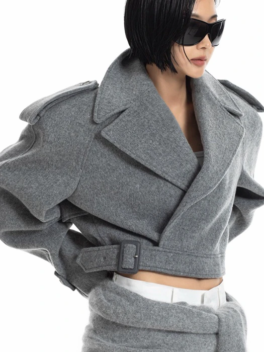 Classic Felt Belted Cropped Jacket Classic Felt Belted Cropped Jacket by Paper Moon for Women - catalog view