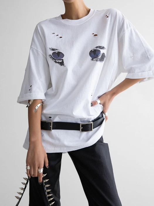 Vintage Cat Eyes Distressed Tee Vintage Cat Eyes Distressed Tee by Paper Moon for Women - catalog view