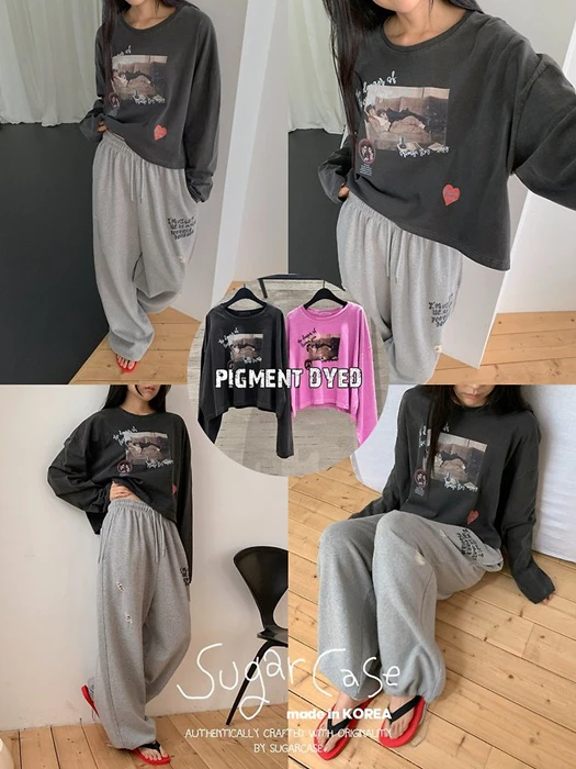 Couple Pigment Dyed Crop Tee Couple Pigment Dyed Crop Tee by Sugar Case for Women - catalog view