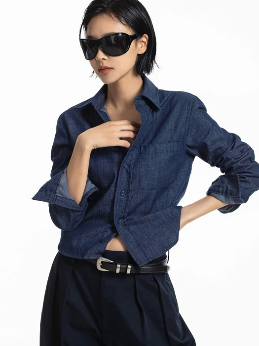 Classic Slim Fit Denim Shirt Classic Slim Fit Denim Shirt by Paper Moon for Women - catalog view