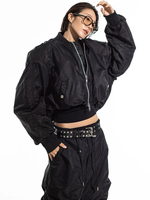 Heavy Twill Nylon Crop Balloon MA-1 Flight Jacket Heavy Twill Nylon Crop Balloon MA-1 Flight Jacket by Paper Moon for Women - catalog view