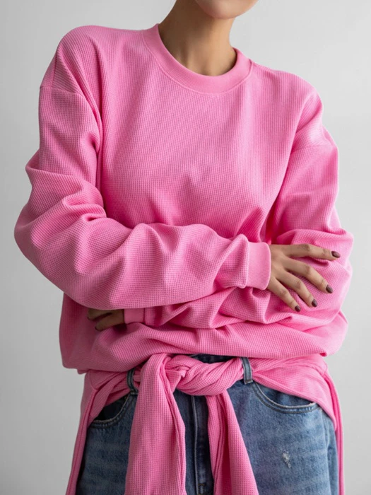 Waffle Fabric Oversized Long Sleeved Top Waffle Fabric Oversized Long Sleeved Top by Paper Moon for Women - catalog view
