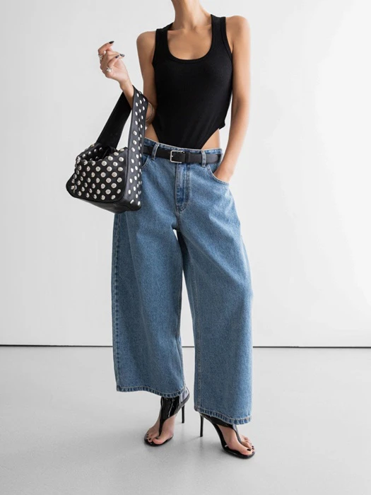 Wide Leg Blue Ankle Denim Jeans Wide Leg Blue Ankle Denim Jeans by Paper Moon for Women - catalog view