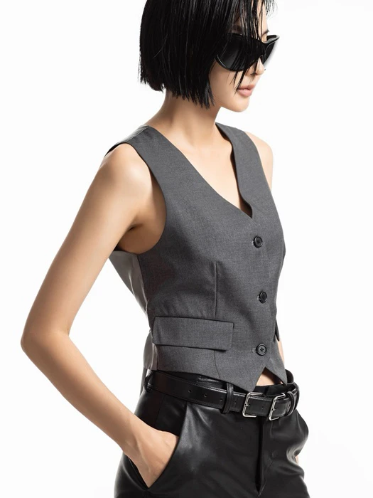 Classic Cropped Back-Satin Vest Classic Cropped Back-Satin Vest by Paper Moon for Women - catalog view