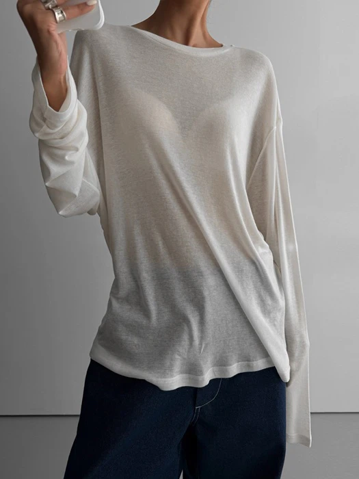 Soft Wool Tencel Long Sleeve Tee by Paper Moon for Women - catalog view
