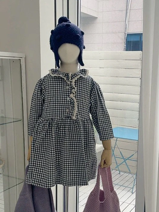 Gingham Frill Dress-Navy Gingham Frill Dress-Navy by Studio M for Child - catalog view