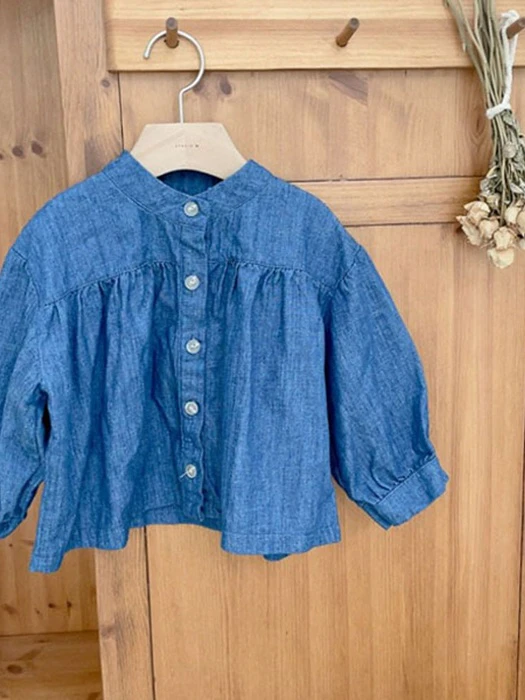 Yarn Shirring Blouse-Denim Yarn Shirring Blouse-Denim by Studio M for Child - catalog view