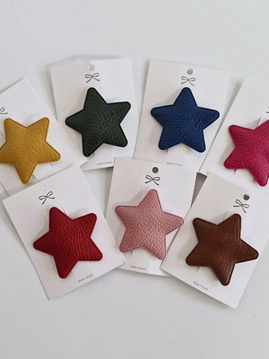 Faux Leather Star Snap Hair Clip Faux Leather Star Snap Hair Clip by Black Pink for Child - catalog view