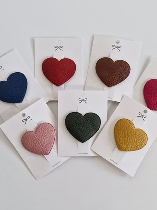 Faux Leather Heart Snap Hair Clip Faux Leather Heart Snap Hair Clip by Black Pink for Child - catalog view