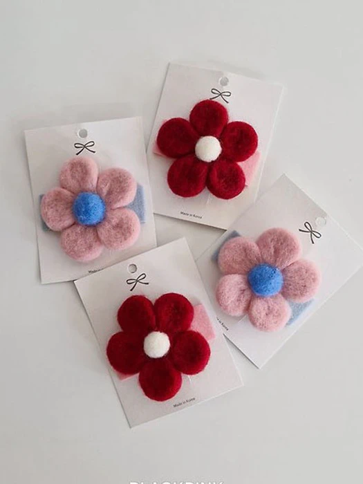 Lambswool Big Flower Hair Clip Lambswool Big Flower Hair Clip by Black Pink for Child - catalog view