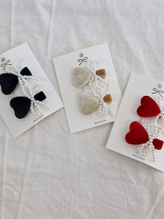 Pearl Ribbon Heart 2-Piece Set Pearl Ribbon Heart 2-Piece Set by Black Pink for Child - catalog view