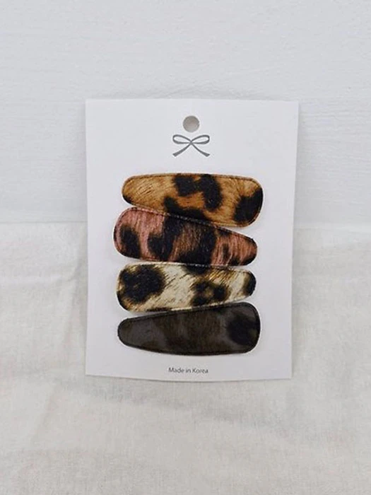 Leopard Snap Hair Clip Set of 4 Leopard Snap Hair Clip Set of 4 by Black Pink for Child - catalog view