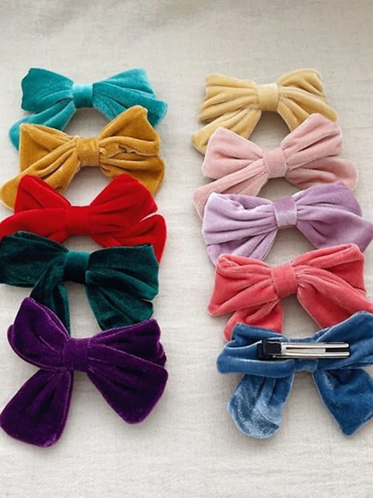Palette Velvet Ribbon Hair Clip Palette Velvet Ribbon Hair Clip by Black Pink for Child - catalog view